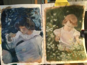 Oil painted portrait commission, layered oil on canvas