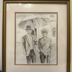 Finished, framed portrait commission ready for delivery