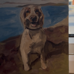 Finished hand-painted oil portrait of a Cocker Spaniel