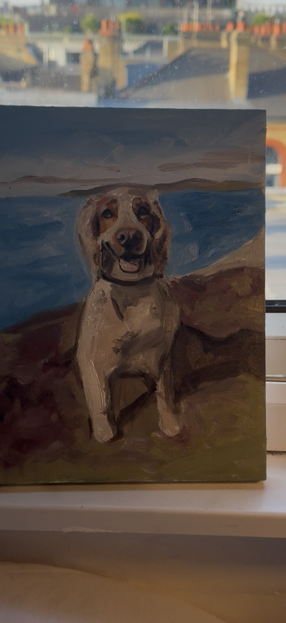 Hand-painted oil portrait of a Cocker Spaniel with soft wavy ears and expressive eyes, commissioned pet portrait by Aalim Chowdhry