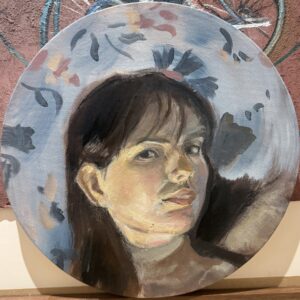 Sunshine, oil on circular canvas by Aalim Chowdhry