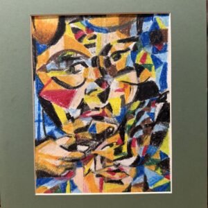 Collide, oil pastel on paper by Aalim Chowdhry